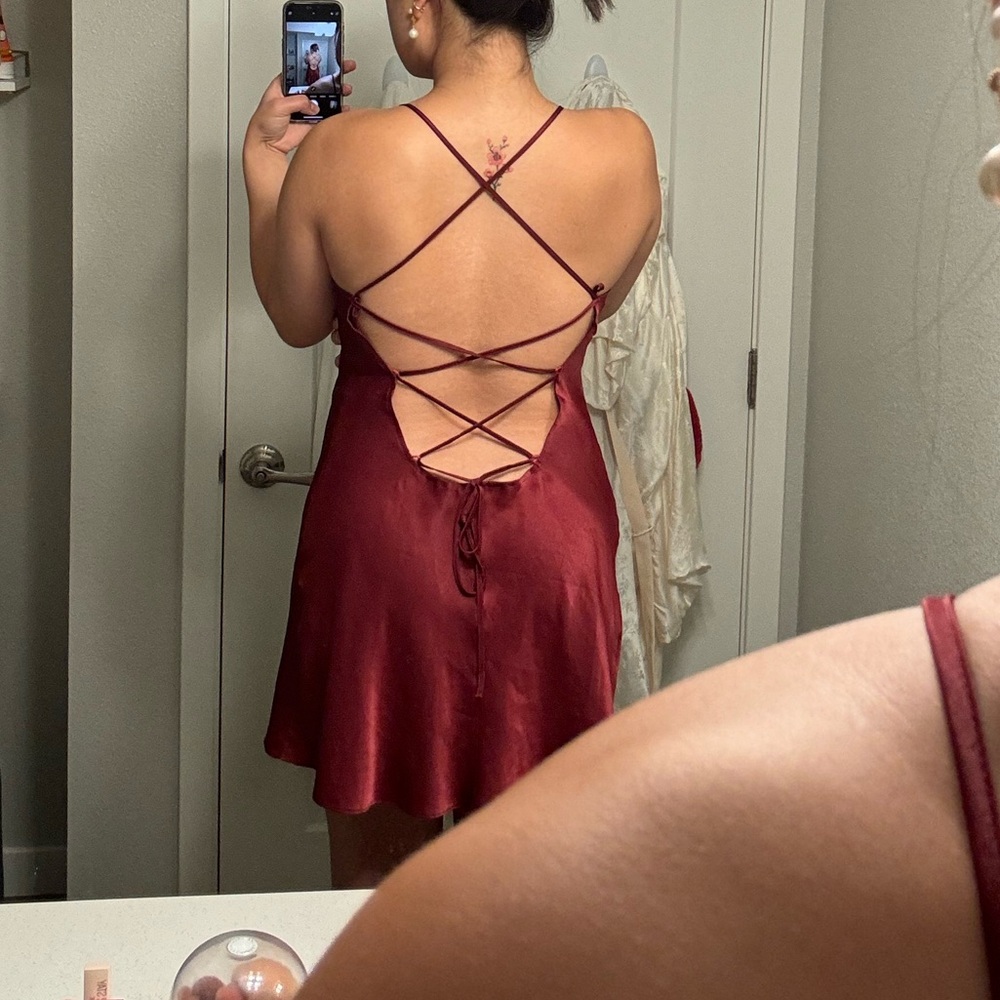 SOLD Burgundy satin slip dress